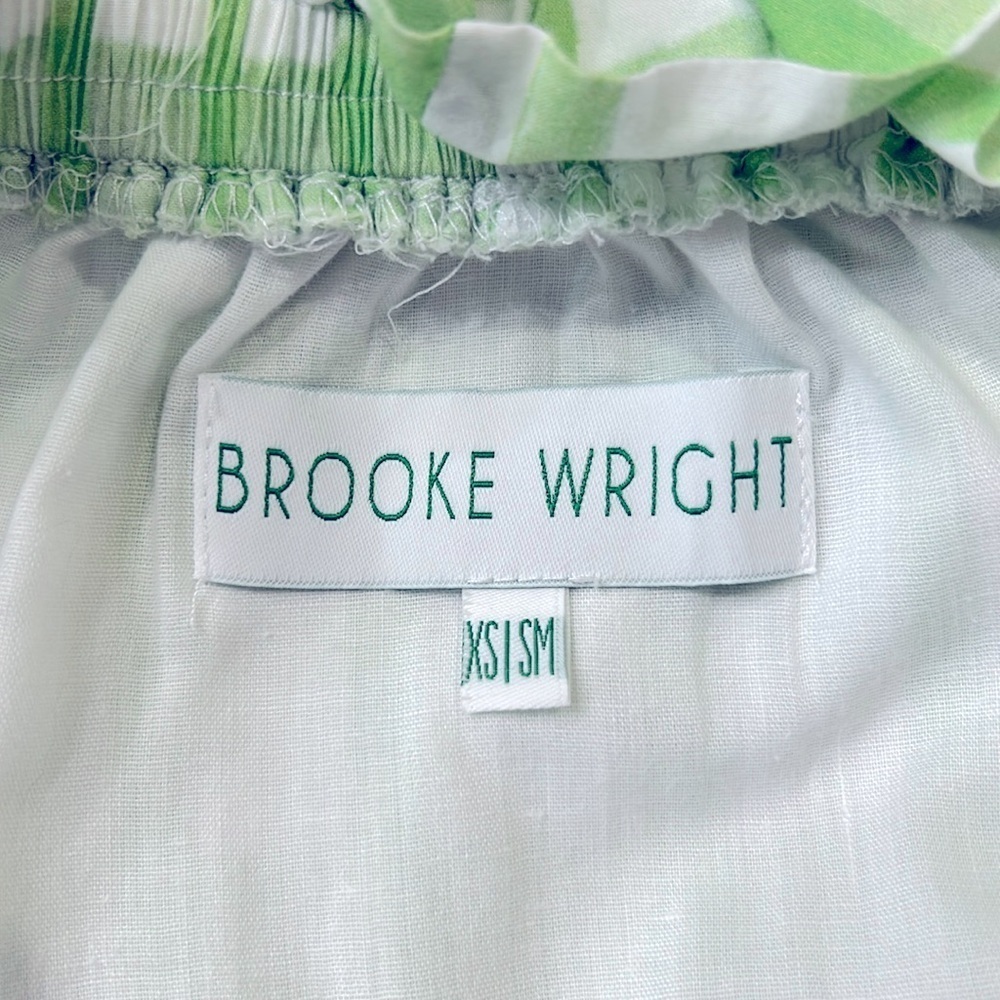 Brooke Wright Green White Off Shoulder Ruffle Top Size XS/SM - Picture 4 of 10